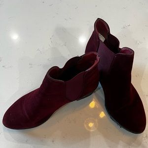 Velvet Wine Colored Ankle Booties